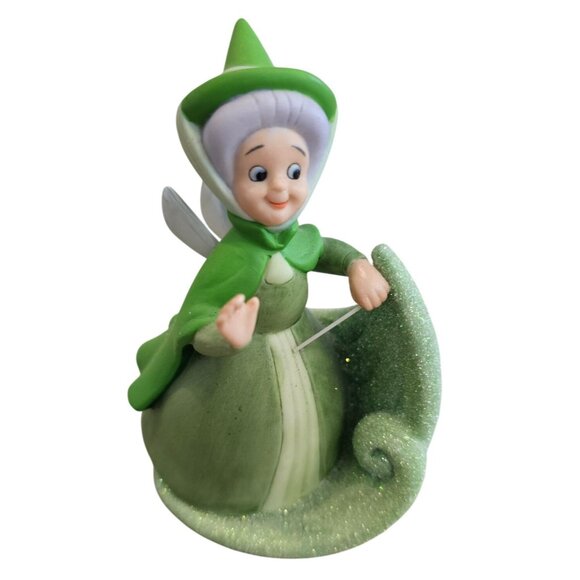 Disney Sleeping Beauty Fairy Godmother Fauna Porcelain Figurine Green Sparkle 4" - Picture 1 of 7